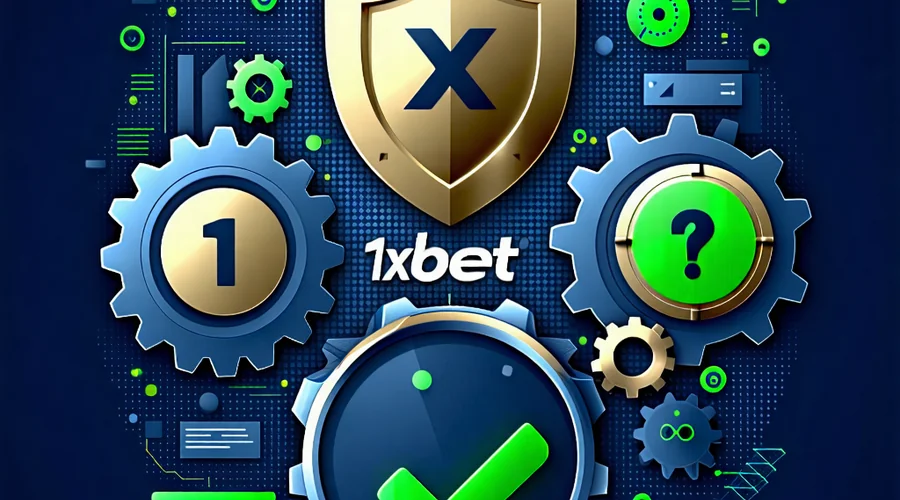 Hình ảnh biểu tượng cho các giá trị cốt lõi của 1xBet như đổi mới, minh bạch, an toàn, trách nhiệm và hướng tới khách hàng, với các biểu tượng liên quan đến công nghệ và sự hỗ trợ.