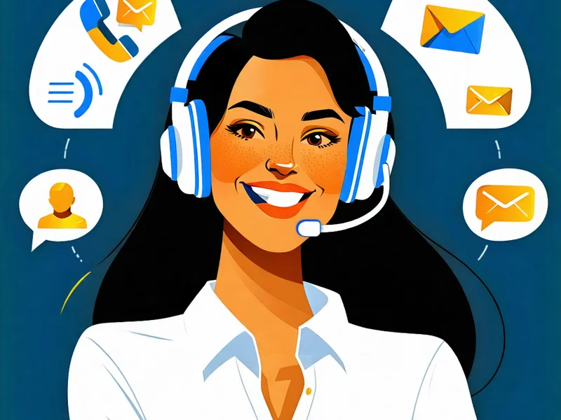 Biểu tượng hỗ trợ khách hàng 24/7 với hình ảnh tổng đài viên và các kênh liên lạc như điện thoại, email, chat.