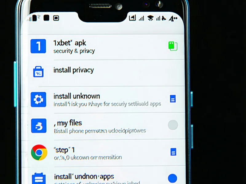 Màn hình điện thoại Android hiển thị các bước cài đặt file 1xBet APK, bao gồm việc cấp quyền cho ứng dụng từ nguồn không xác định, minh họa rõ ràng và dễ hiểu.