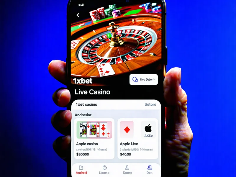 Hình ảnh điện thoại di động hiển thị ứng dụng 1xBet với logo APK, minh họa quá trình tải xuống và cài đặt.