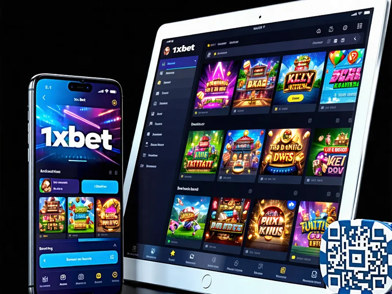 Hình ảnh minh họa điện thoại hiển thị ứng dụng 1xBet với các trò chơi đặc sắc và nút tải xuống 1xBet ứng dụng, 1xBet APK