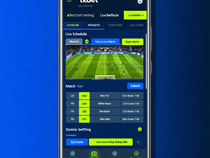 Giao diện ứng dụng 1xBet hiển thị lịch trực tiếp