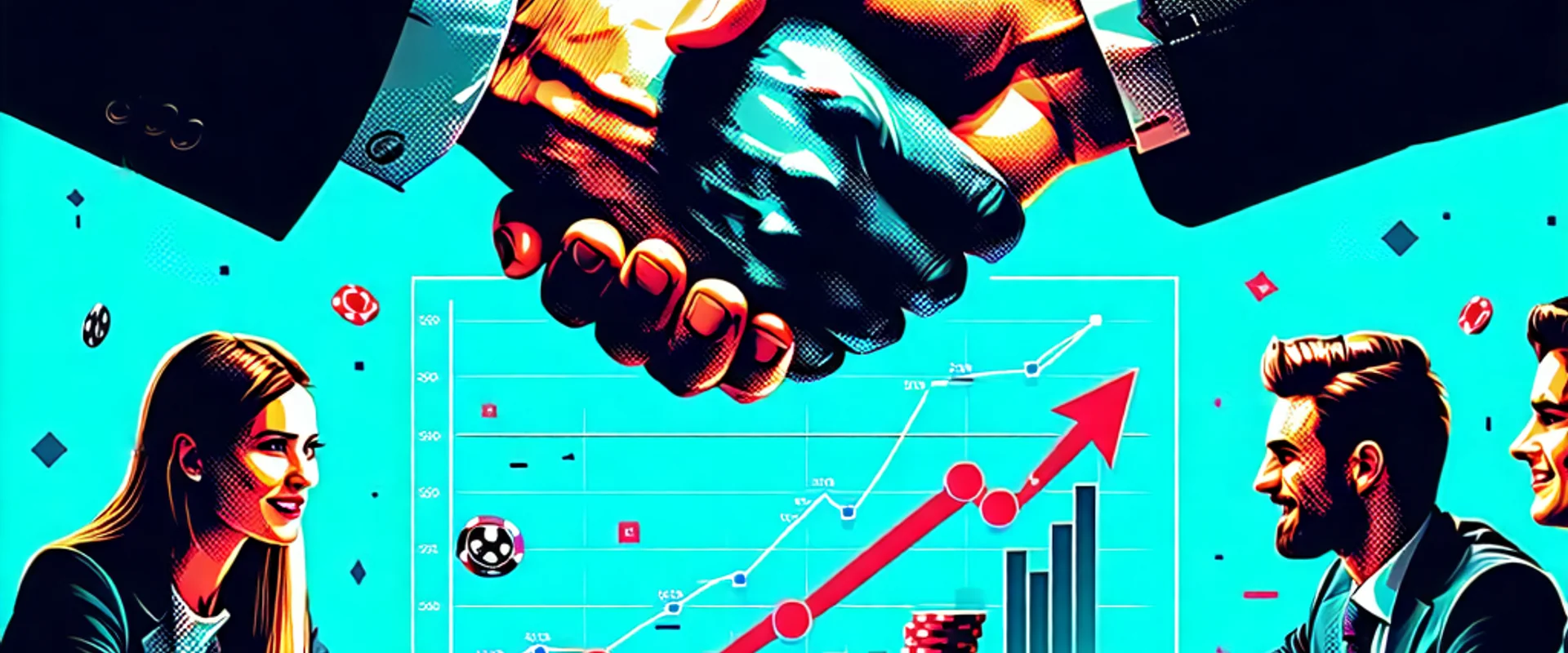 Hình ảnh thể hiện sự hợp tác thành công với 1xBet, biểu tượng của sự tăng trưởng và lợi nhuận trong ngành cá cược trực tuyến.