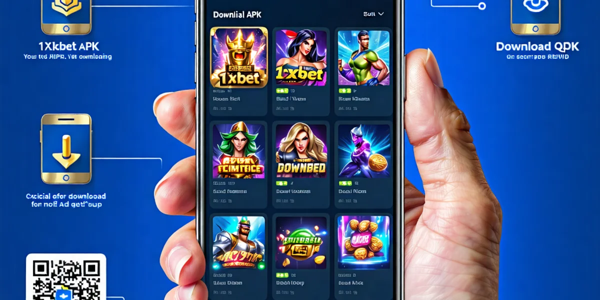 Hình ảnh kêu gọi tải xuống ứng dụng 1xBet và đăng ký tài khoản