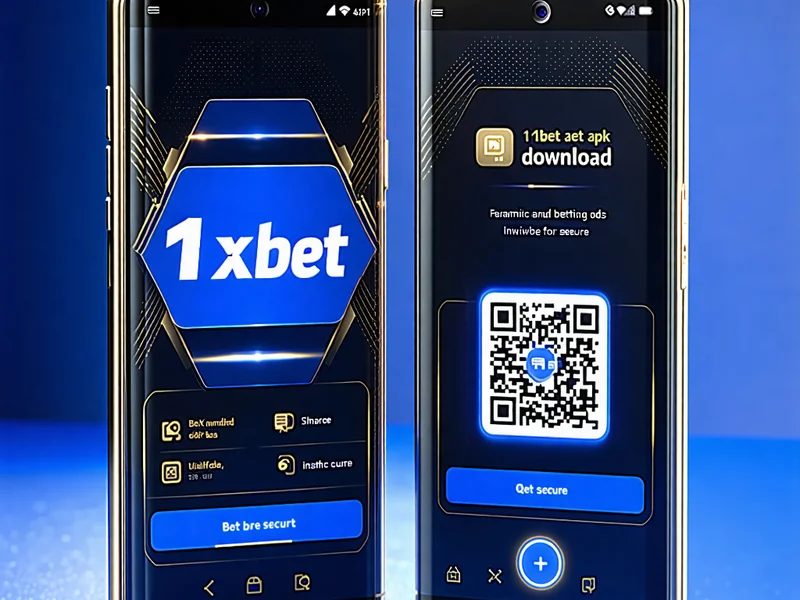 Điện thoại Android hiển thị ứng dụng 1xBet và mã QR tải APK