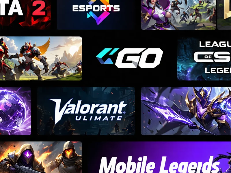 Biểu tượng các trò chơi thể thao điện tử phổ biến như Dota 2, League of Legends, CS:GO, Valorant.