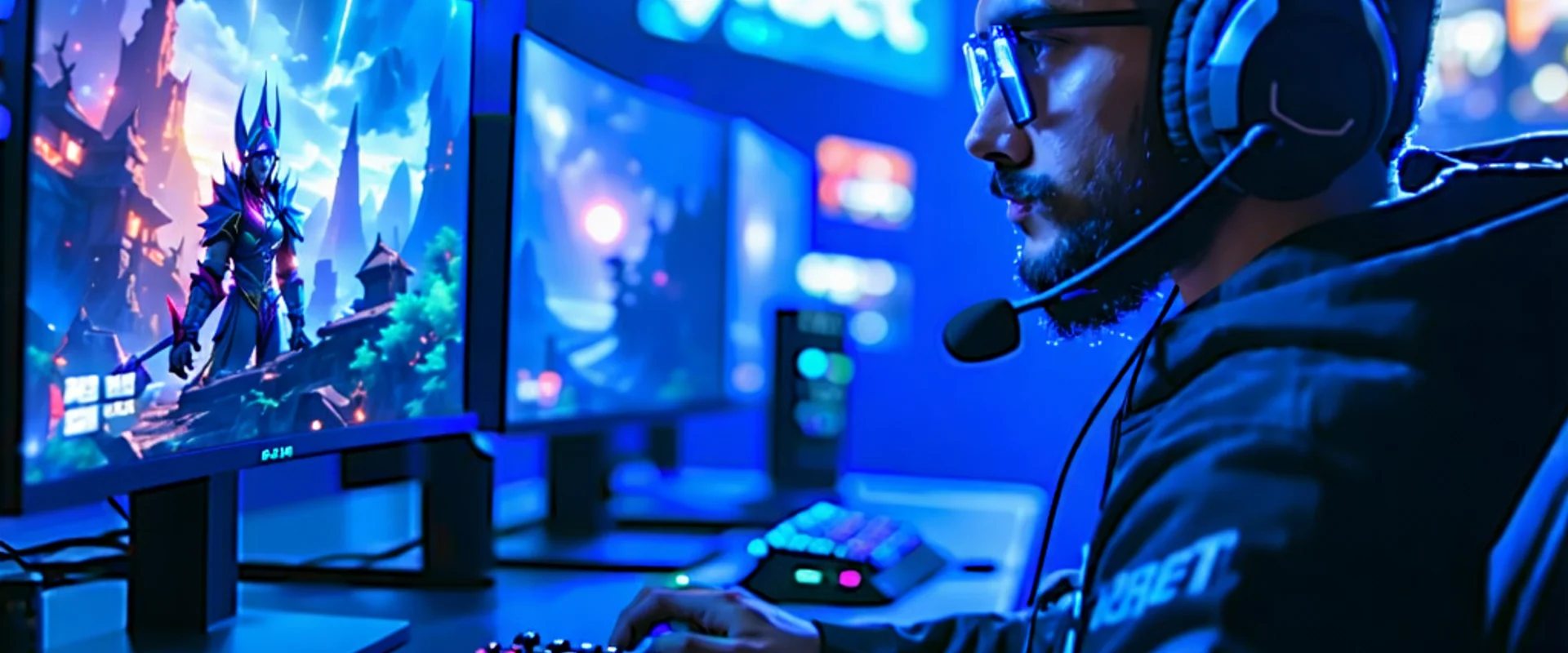Hình ảnh đại diện cho cá cược thể thao điện tử 1xBet với các game thủ chuyên nghiệp và giao diện cá cược trực tiếp.