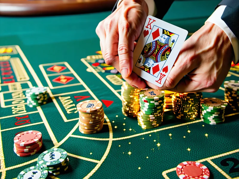 Hình ảnh một bàn chơi Baccarat hoặc Blackjack với người chia bài trực tiếp và các lá bài, thể hiện không khí casino chân thực tại 1xBet.