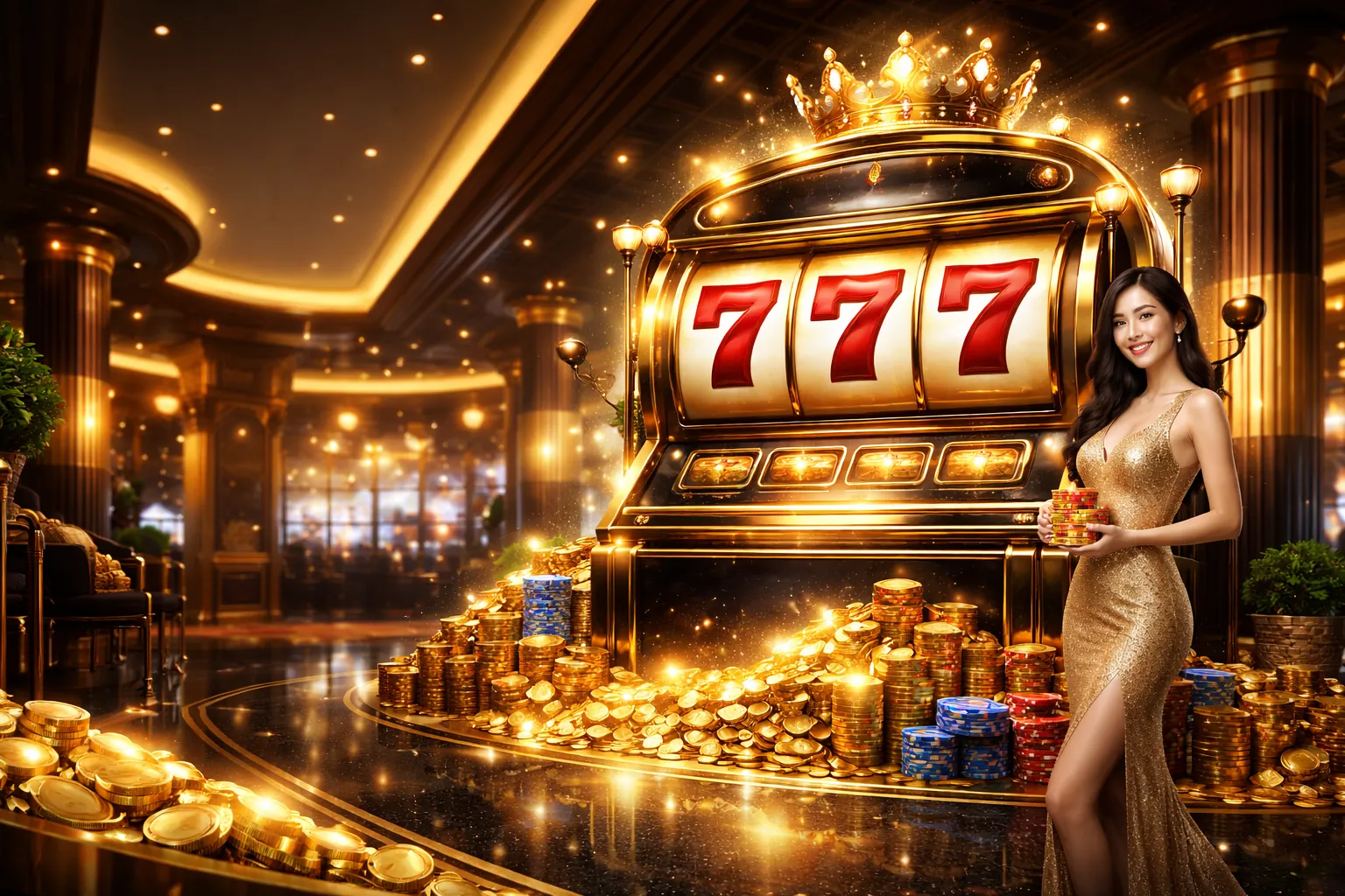 Máy đánh bạc 1xBet với phần thưởng lớn và chủ đề màu đỏ vàng