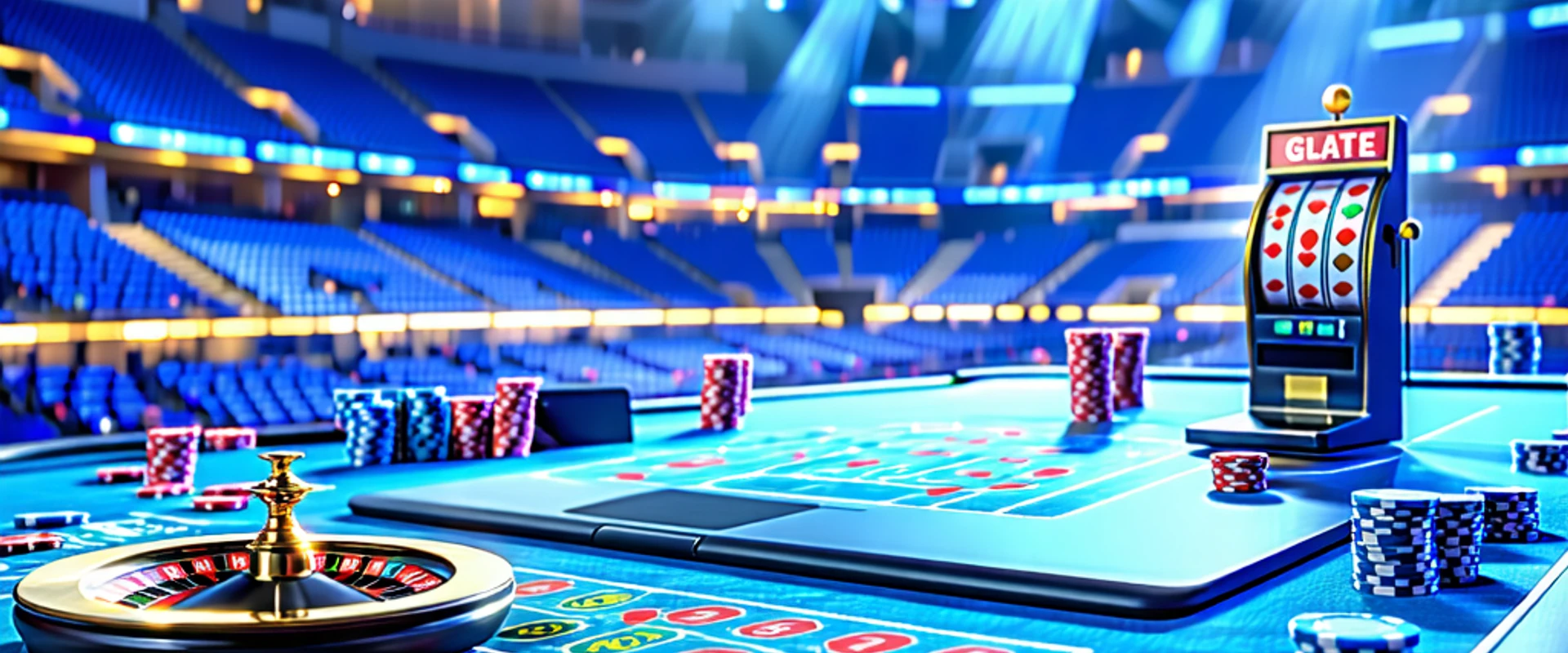 Hình ảnh tổng quan về các sản phẩm cá cược phổ biến của 1xBet, với biểu tượng thể thao, sòng bạc và máy đánh bạc, trong không gian công nghệ số hiện đại.