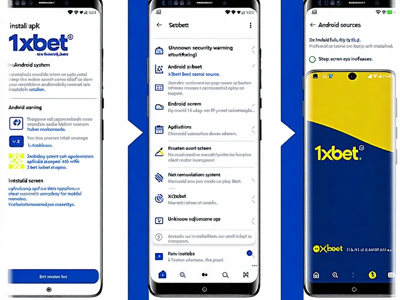 Các bước cài đặt 1xBet APK trên điện thoại Android, minh họa quá trình tải xuống và thiết lập ứng dụng