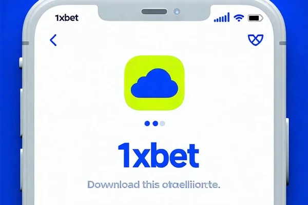 Trang ứng dụng 1xBet trên App Store với nút 'Tải về' (Get) hoặc biểu tượng đám mây được nhấn, minh họa bước 2