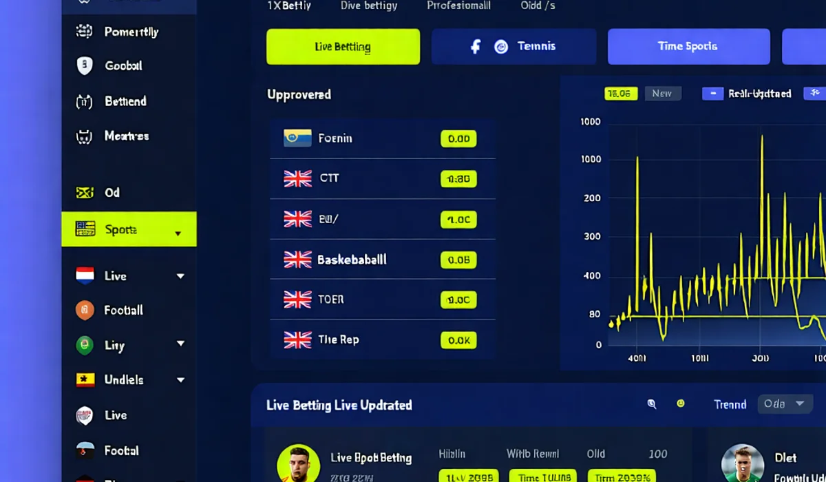 Giao diện bảng điều khiển cá cược trực tiếp của 1xBet, hiển thị nhiều trận đấu đang diễn ra, tỷ lệ cược cập nhật và các tùy chọn đặt cược nhanh chóng.