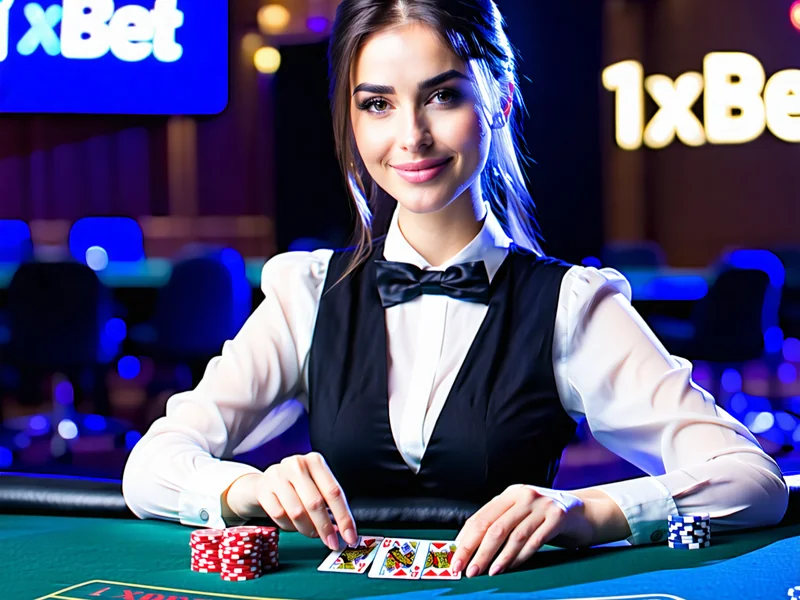 Dealer đang chia bài Baccarat trực tiếp tại 1xBet.