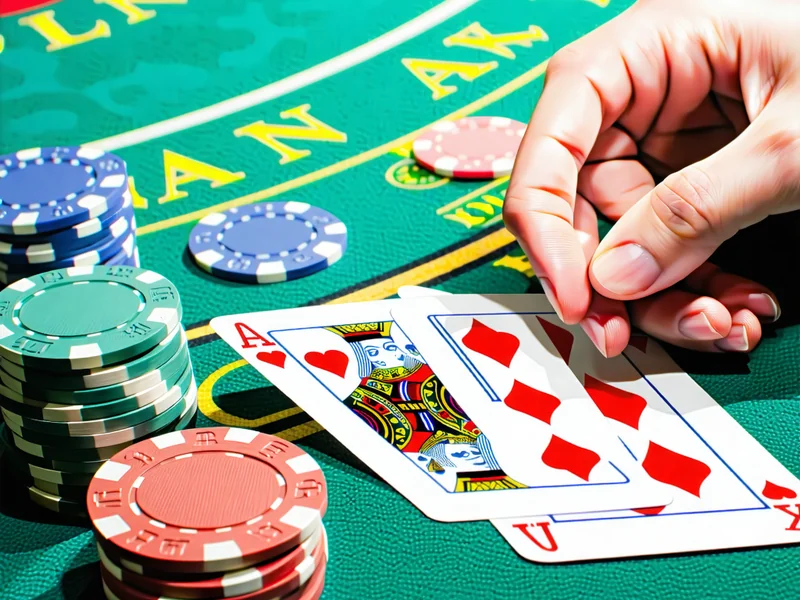 Hình ảnh bàn chơi Three Card Poker với ba lá bài và chip, biểu thị trò chơi nhanh, đơn giản và phù hợp với casino