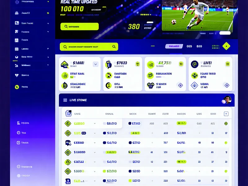 Hình ảnh minh họa cá cược thể thao trên nền tảng 1xBet, hiển thị màn hình với các trận đấu bóng đá, tỷ lệ cược và biểu đồ thống kê, trong không gian sân vận động ảo.