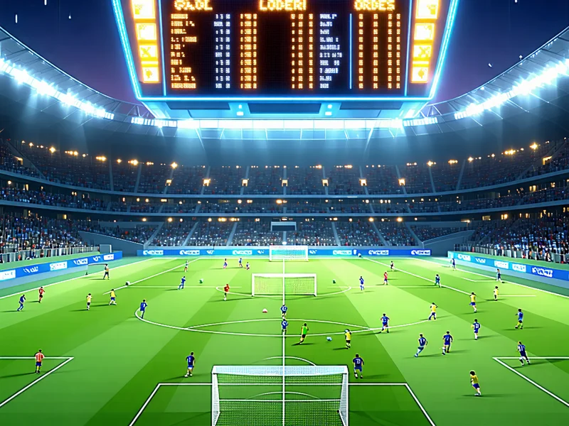 Sân vận động ảo với các cầu thủ đang thi đấu, biểu tượng thể thao ảo 1xBet